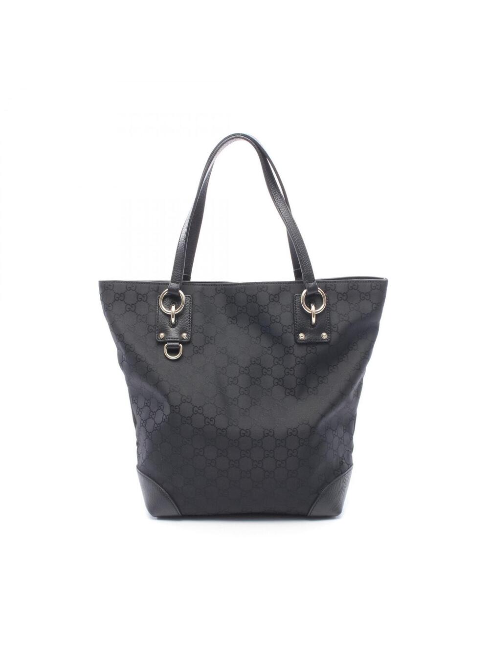 Gucci Gg Canvas Tote Bag Leather Black #279629G84B